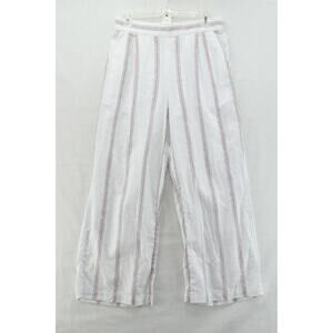 Women's White Wide-Leg Striped Pants